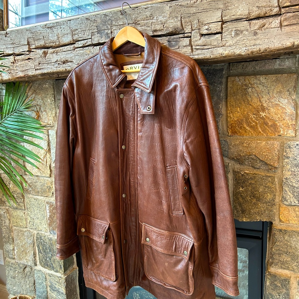 Orvis Leather Coat Size Large - Gorgeous!